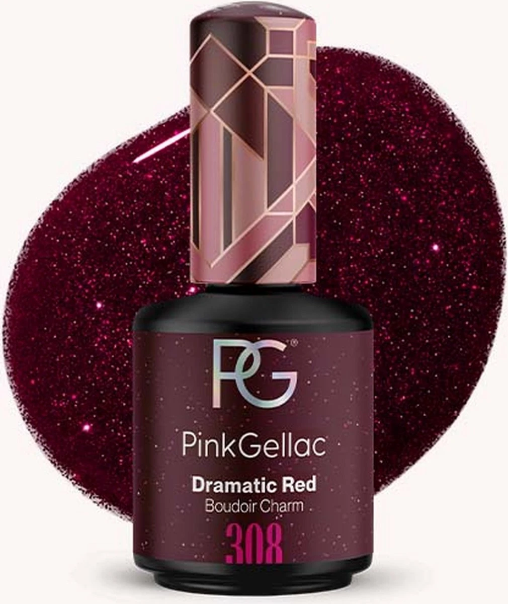 Pink Gellac - Dramatic Red - Gellak - Vegan - Rood - Shimmer Finish - 15 Ml
