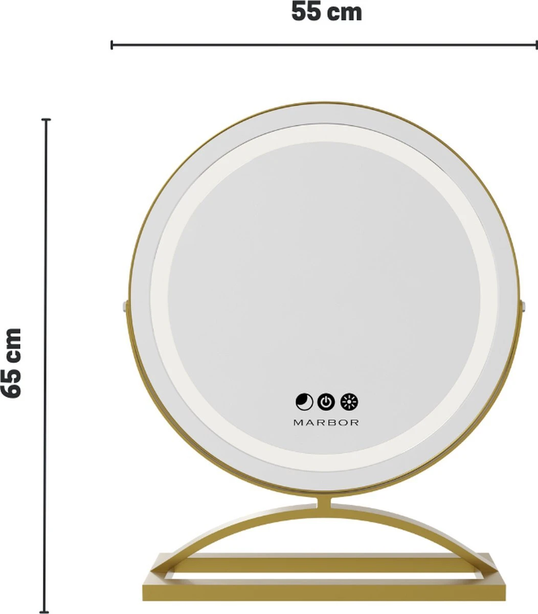 Marbor Make Up Spiegel Met LED Verlichting - Goud - Hollywood Mirror - Afbeelding 6