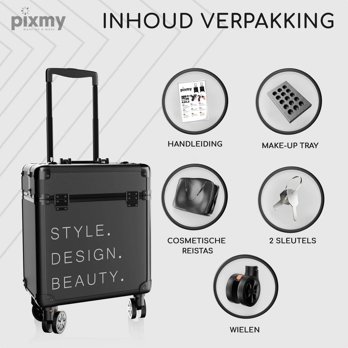 PIXMY® - MT130-S - Make Up Koffer - Cosmetica Koffer - DESIGN - Afbeelding 3